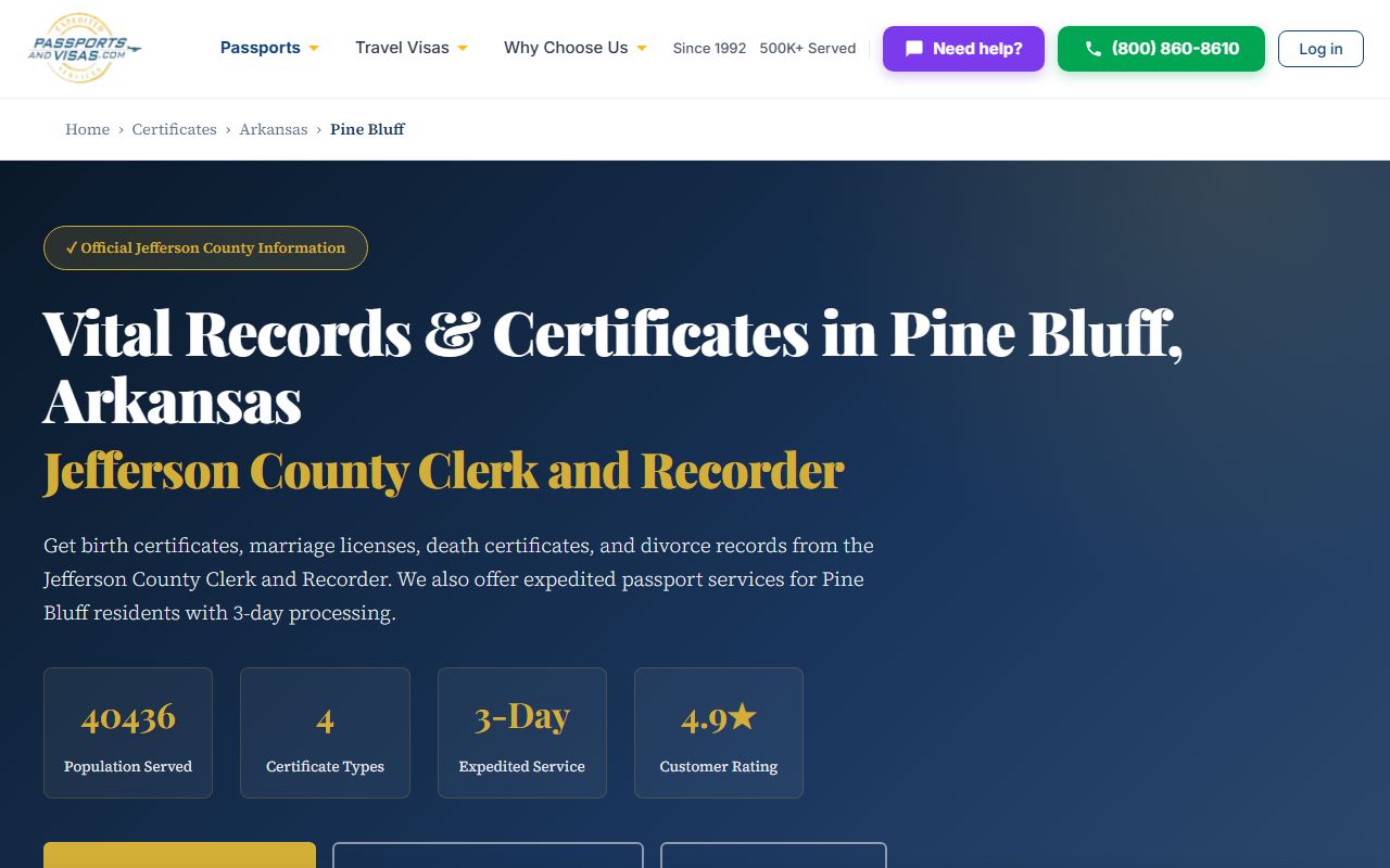 Pine Bluff vital records and marriage license info