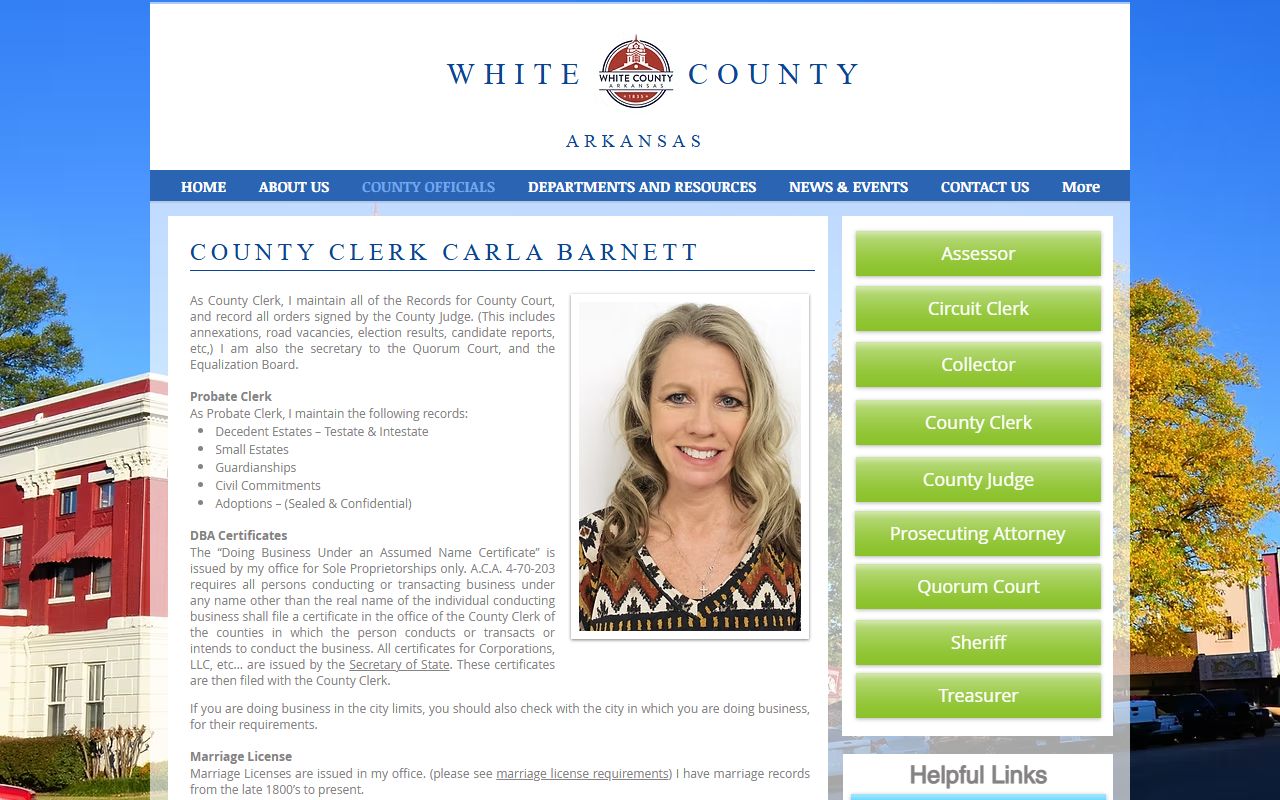 Searcy White County Clerk Carla Barnett marriage license