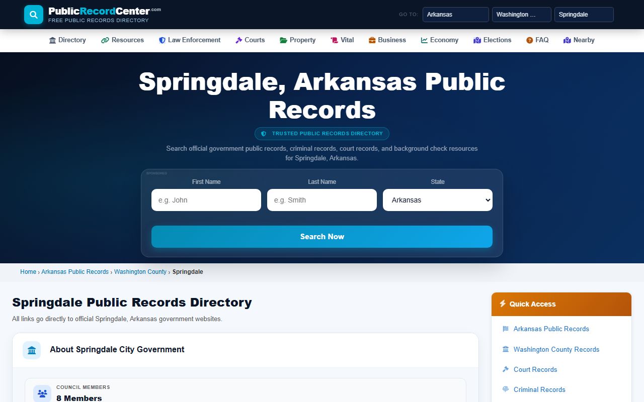 Springdale Arkansas public records and marriage license overview