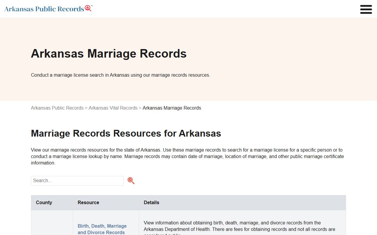 Ashley County Arkansas marriage records search overview