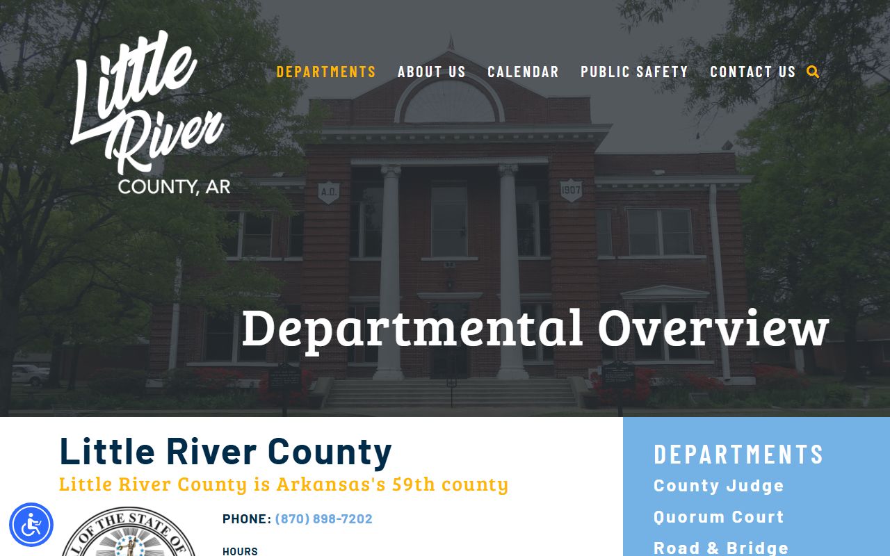 Little River County departments page with clerk services