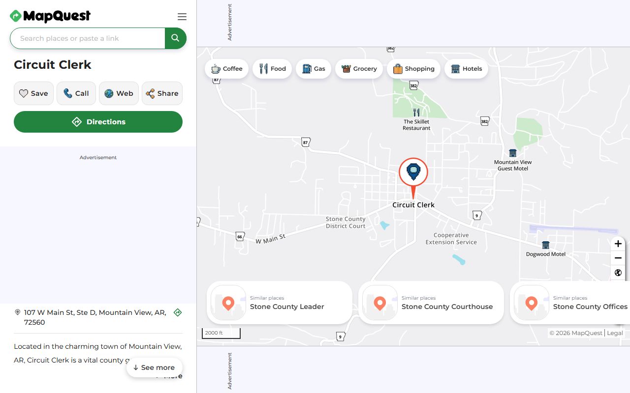 Stone County Circuit Clerk Mountain View marriage license office page