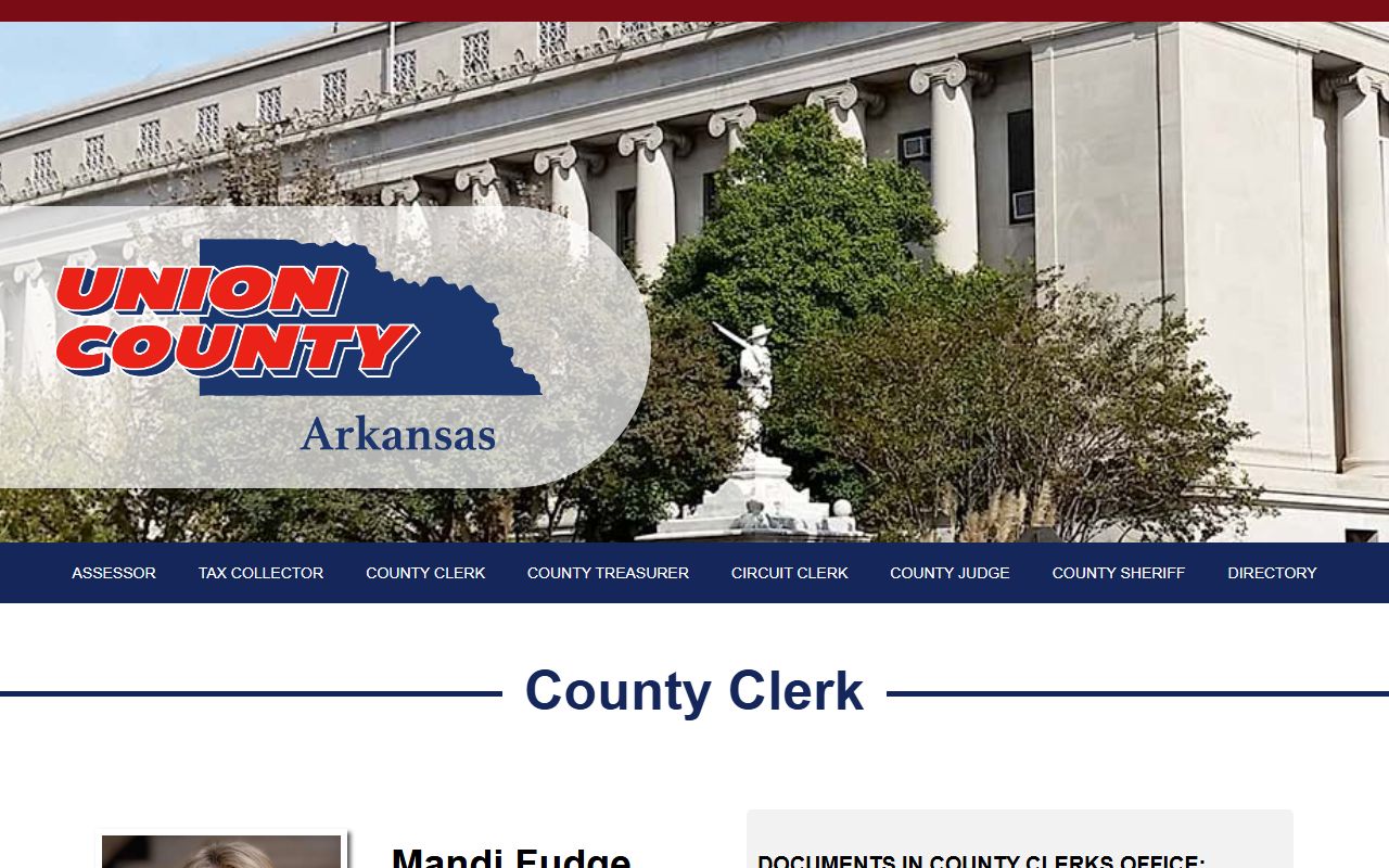Union County Arkansas County Clerk marriage license office page