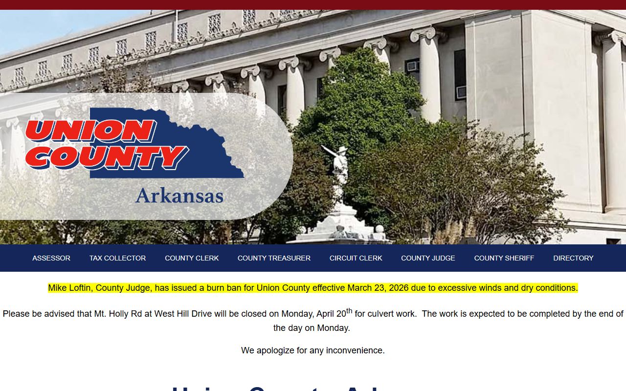 Union County Arkansas official website marriage license resources