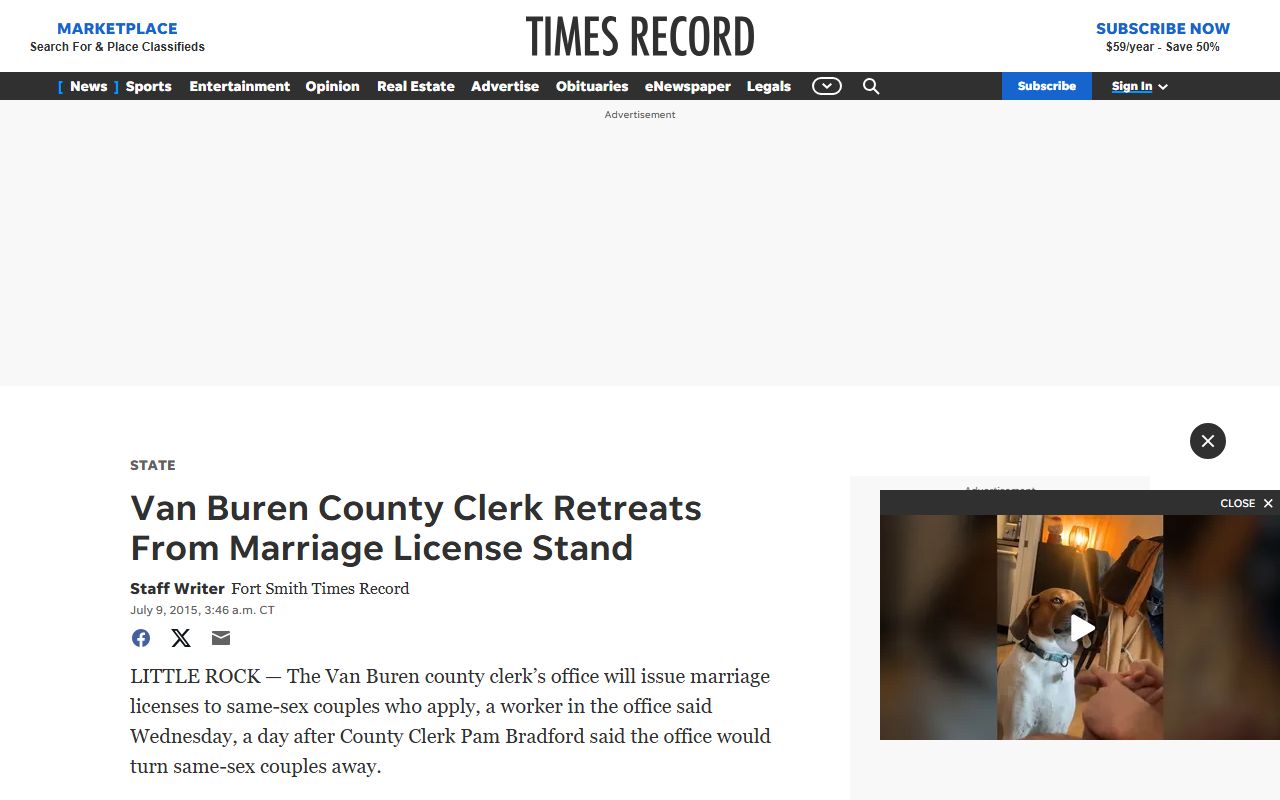 Van Buren County Clerk marriage license office news page